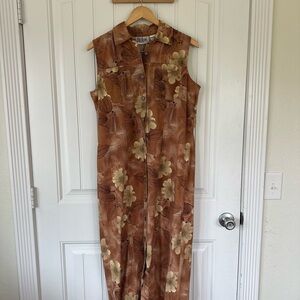 Bill Blass Floral Denim Dress Vintage - Brown and Cream